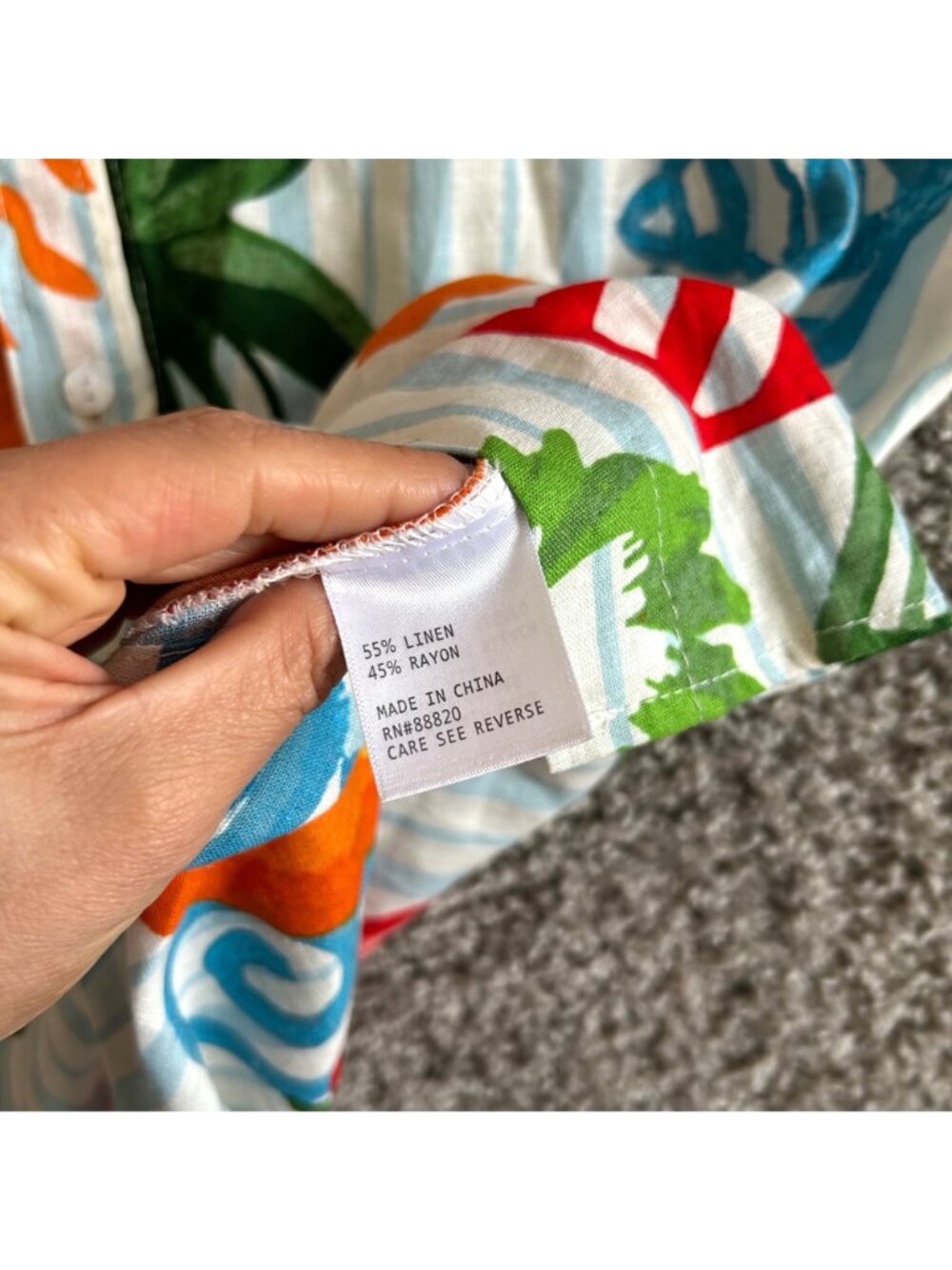 Calypso St. Barth Women's Sz M Fruit Print Linen Blend Button-Down Shirt Top - Picture 5 of 9